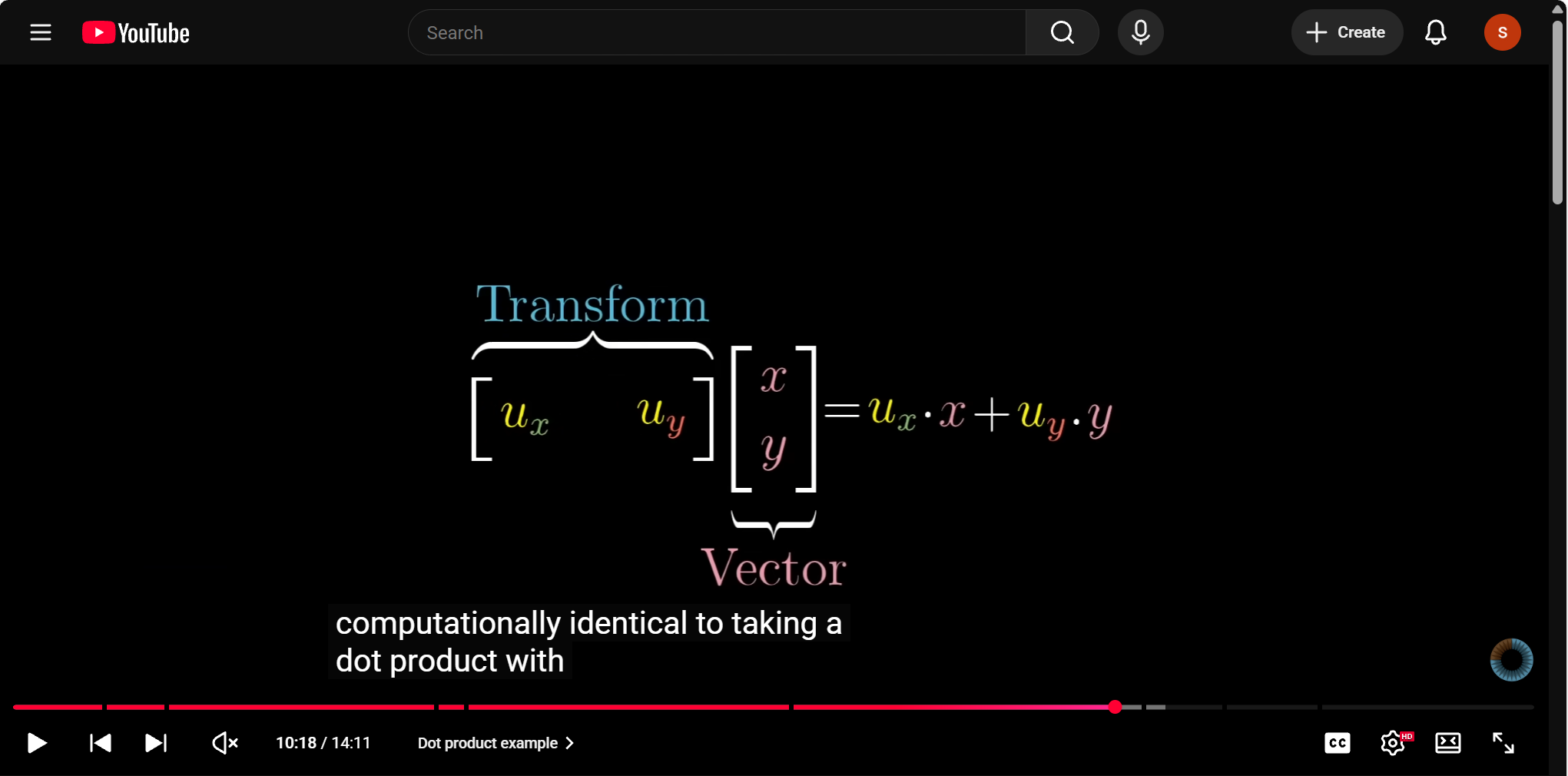 YouTube lesson frame